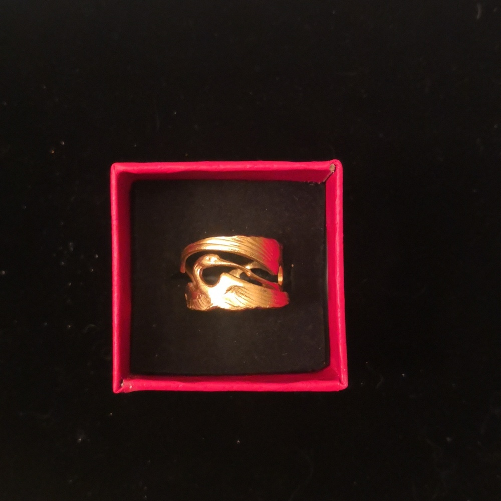 Swan Gold Plated Egyptian Style Ring, adjustable